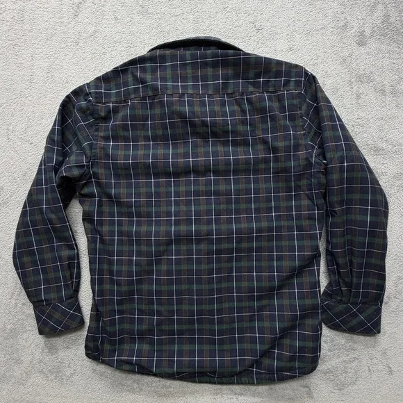 OBULTHEN Shirt Mens Large Blue Green Plaid Fleece Lined Long‎ Sleeve Button Up - Picture 7 of 7